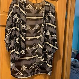 Sheer black and white kimono